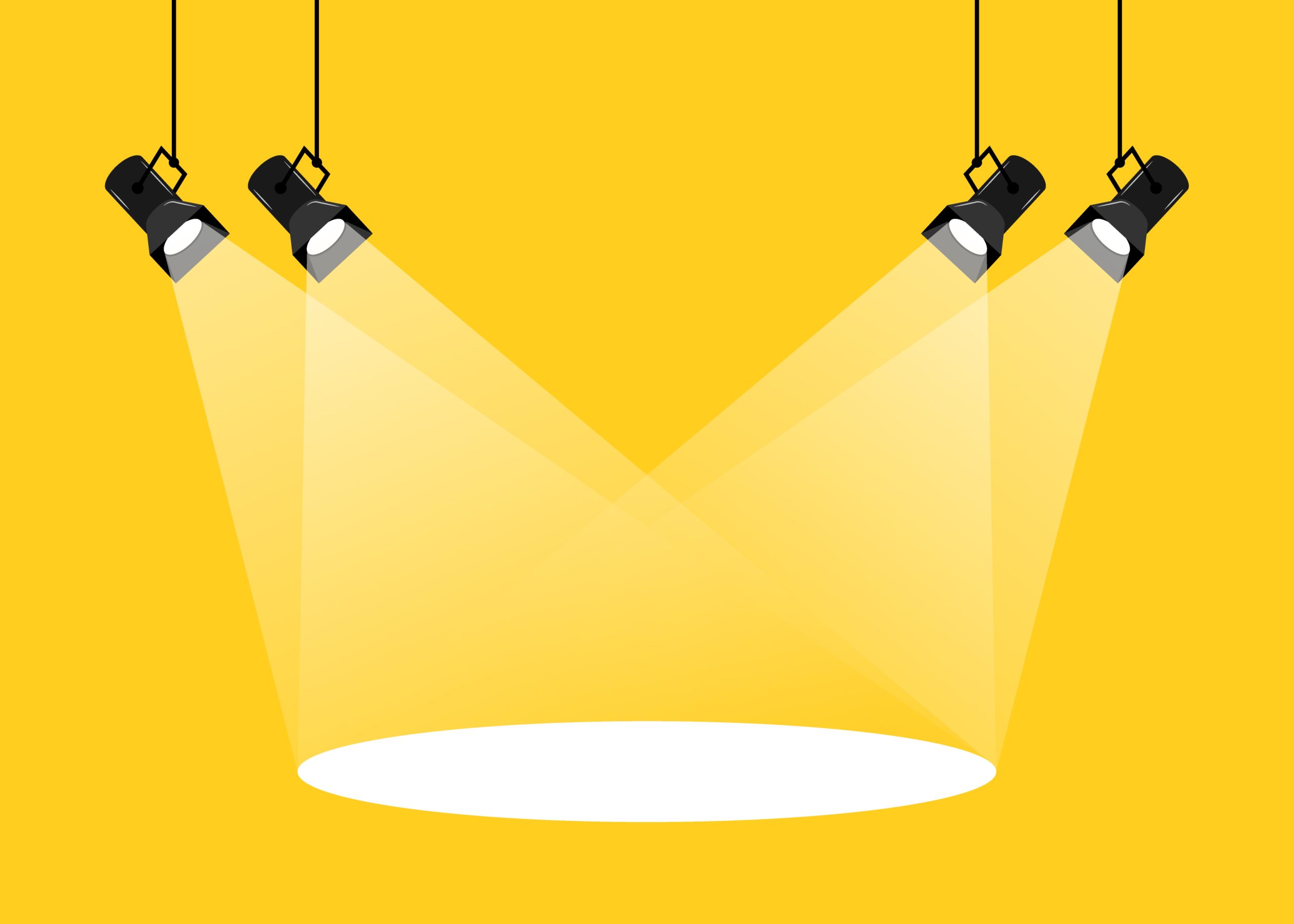 Writing under the spotlight. A spotlight on empty space.