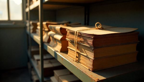 A photo of old asylum documents or vintage mental health files